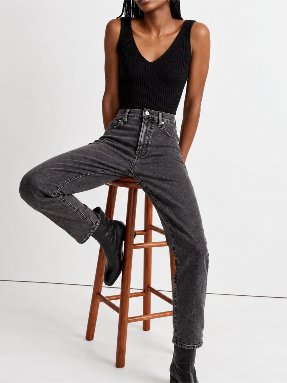 Madewell Perfect Vintage Comfort Stretch High Rise Jean Black Lunar Wash Size 25